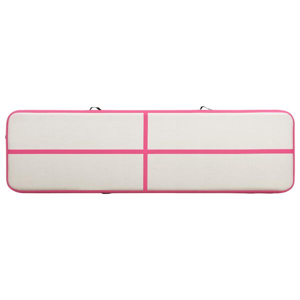 vidaXL Gymnastiekmat met pomp opblaasbaar 600x100x20 cm PVC roze