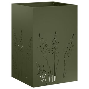 vidaXL Plantenbak Olijfgroen 50 x 50 x 75 cm Koudgewalst staal
