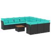 vidaXL 12-delige Loungeset met kussens poly rattan zwart