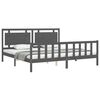 vidaXL Bedframe met hoofdbord massief hout grijs 200x200 cm