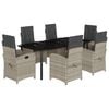 vidaXL 7-delige Tuinset met kussens poly rattan grijs