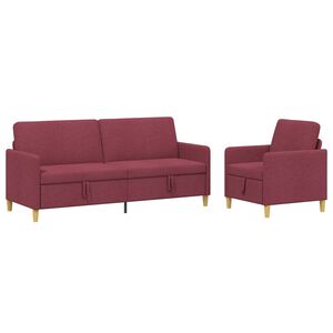 vidaXL Bankenset met opbergruimte 2 st Wijnrood Polyester