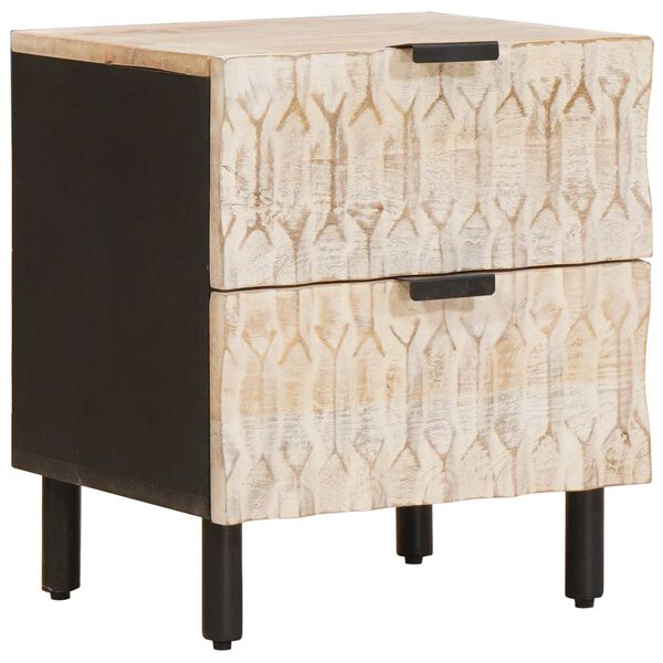 vidaXL Nachtkastje 2 pcs Wit 40 x 33 x 46 cm Massief Mango Hout