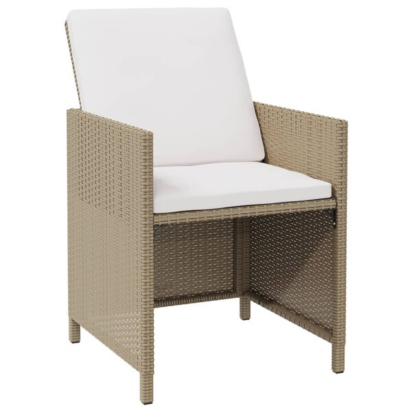 vidaXL Tuinstoelen 4 st met kussens poly rattan beige