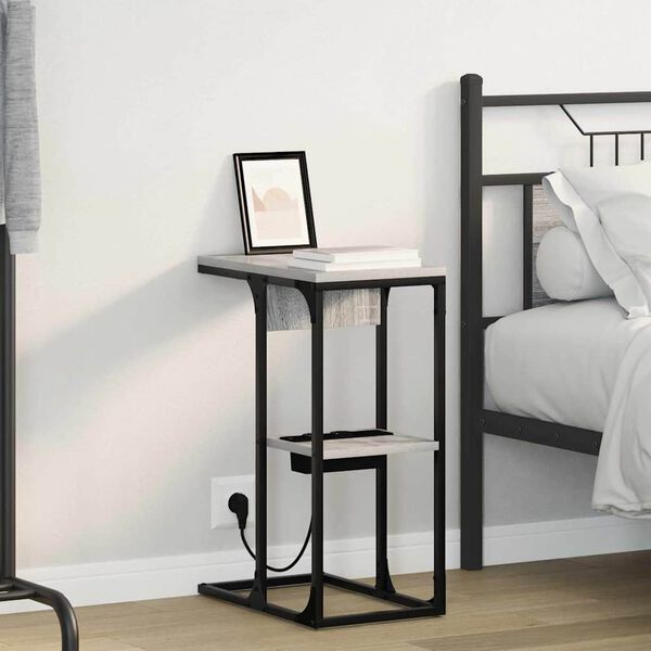 vidaXL Nachtkastje Grijs Sonoma 41,5 x 26 x 60,5 cm Bewerkt hout