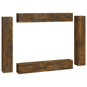 vidaXL 8-delige Tv-meubelset bewerkt hout gerookt eikenkleurig