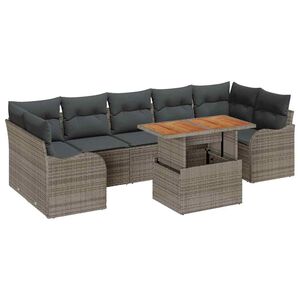 vidaXL Tuinbankenset met kussen 8 pcs Grijs poly rattan