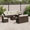 vidaXL 9-delige Loungeset met kussens poly rattan bruin