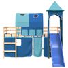 vidaXL Kinderhoogslaper met toren 80x200 cm massief grenenhout blauw
