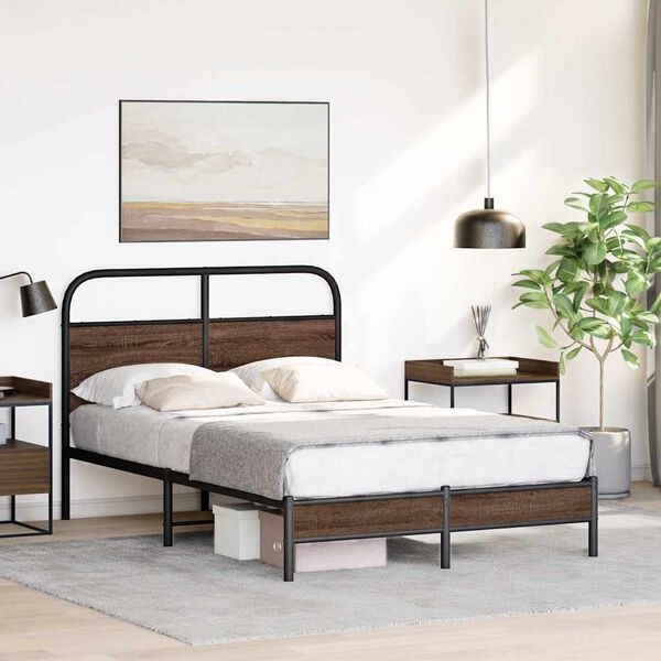vidaXL Bedframe zonder matras bewerkt hout bruin eikenkleur 135x190 cm