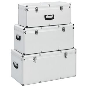 vidaXL Opbergkoffers 3 st aluminium zilverkleurig