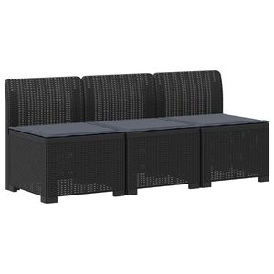 vidaXL 3-zits tuinbank met kussens in rattanlook 3-zits PP Antraciet