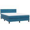 vidaXL Boxspring met matras fluweel donkerblauw 140x210 cm