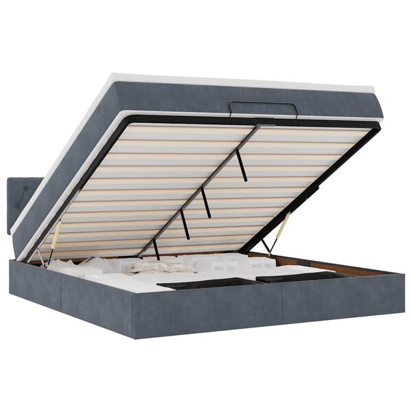 vidaXL Ottoman bed met matras 160x200cm fluweel donkergrijs