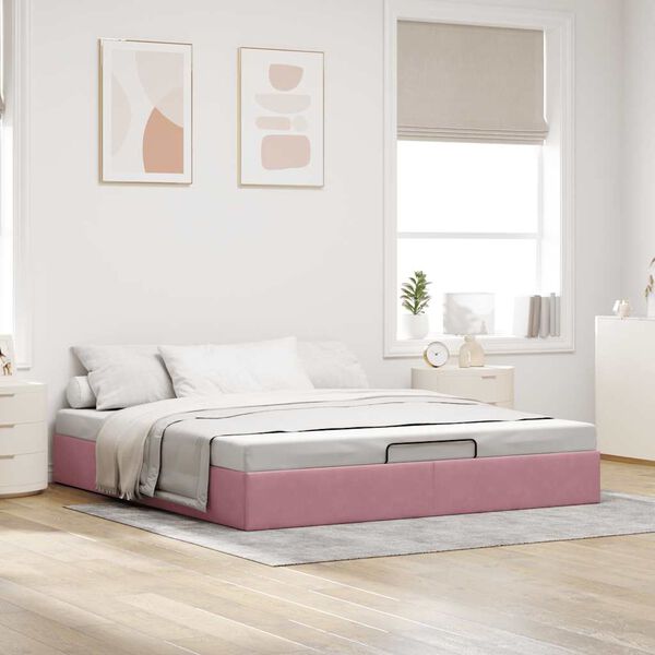 vidaXL Ottoman bedframe zonder matras 180x200 cm fluweel roze