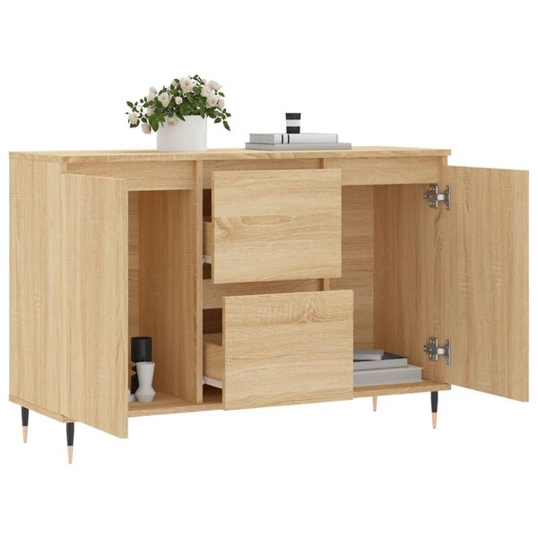 vidaXL Dressoir 101,5x35x70 cm bewerkt hout sonoma eikenkleurig