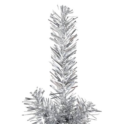 vidaXL Kunstkerstboom half met standaard smal 120 cm zilverkleurig