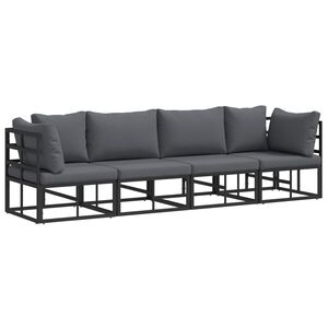 vidaXL Tuinbankenset 4 st Zwart Metaal