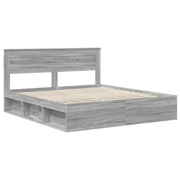 vidaXL Bedframe Grijs Sonoma 180 x 200 cm Massief grenenhout