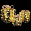 vidaXL Cadeau Doos met 60 LED 3 pcs Warmwit 20 x 20 x 20 cm PET