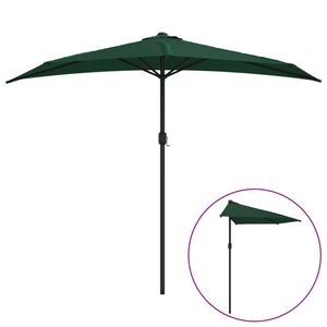 vidaXL Balkonparasol half met aluminium paal 270x144 cm groen