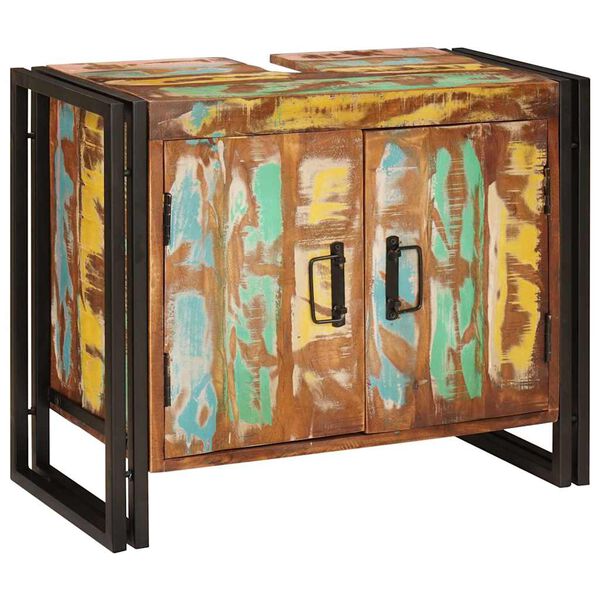 vidaXL Wastafelkast Multikleur 71 x 33 x 58 cm Massief Gerecycled Hout