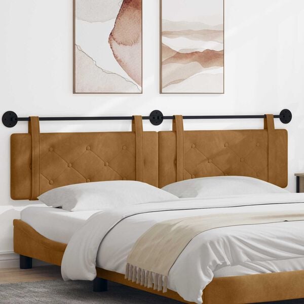 vidaXL Hangend Hoofdeinde Wandgemonteerd Bruin 210 x 55 x 5 cm Fluweel