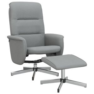 vidaXL Fauteuil verstelbaar met voetenbankje stof lichtgrijs