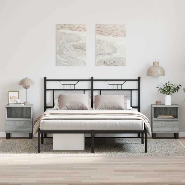 vidaXL Nachtkastjes 2 st 40x35x50 cm bewerkt hout grijs sonoma eiken