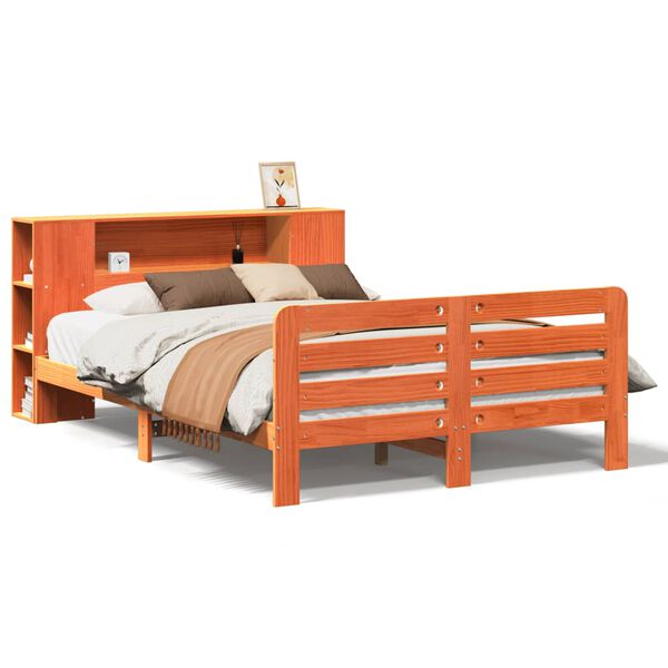vidaXL Bedframe zonder matras massief grenenhout wasbruin 135x190 cm