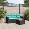 vidaXL 4-delige Loungeset met kussens poly rattan zwart
