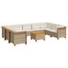 vidaXL 10-delige Loungeset met kussens poly rattan beige