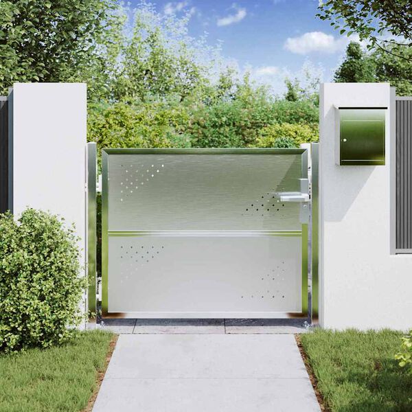 vidaXL Tuinpoort met slot Zilver 100 x 75 cm Roestvrij staal