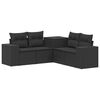 vidaXL Bankstel 5 st Zwart Poly Rattan en Staal