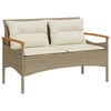 vidaXL Tuinbank met kussens 116x62,5x74 cm poly rattan beige