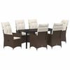 vidaXL Tuin eettafelset met kussen 7 pcs Bruin poly rattan