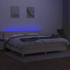 vidaXL Boxspring met matras en LED stof cr&egrave;mekleurig 200x200 cm