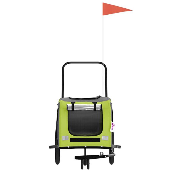 vidaXL Fietskar voor huisdieren, groen en grijs Oxford-stof en ijzer