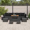 vidaXL Tuinbankenset met kussen 10 pcs Zwart poly rattan