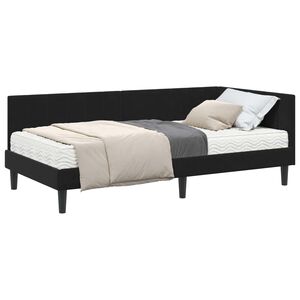 vidaXL Hoekbedframe met Matras met matras 2 pcs Zwart Fluweel