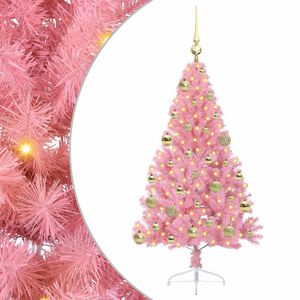 vidaXL Kunstmatig Voorverlicht Kerstboom met 150 LED Roze 120 cm PVC