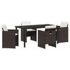vidaXL Tuin eettafelset met kussen 5 pcs Bruin poly rattan