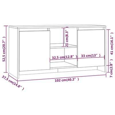 vidaXL Tv-meubel 102x37,5x52,5 cm spaanplaat bruineikenkleurig