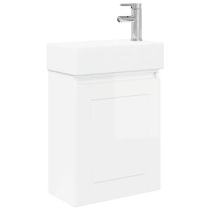 vidaXL Badkamermeubel met kraan Hoogglans Wit 45,5 x 22,5 x 84 cm