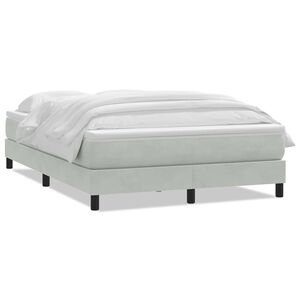 vidaXL Boxspring met matras fluweel lichtgrijs 160x210 cm