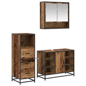 vidaXL Badkamermeubelset 3 st Oud Hout Bewerkt hout