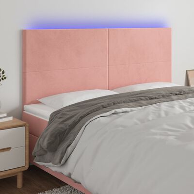 vidaXL Hoofdbord LED 180x5x118/128 cm fluweel roze