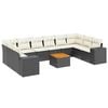 vidaXL 11-delige Loungeset met kussens poly rattan zwart
