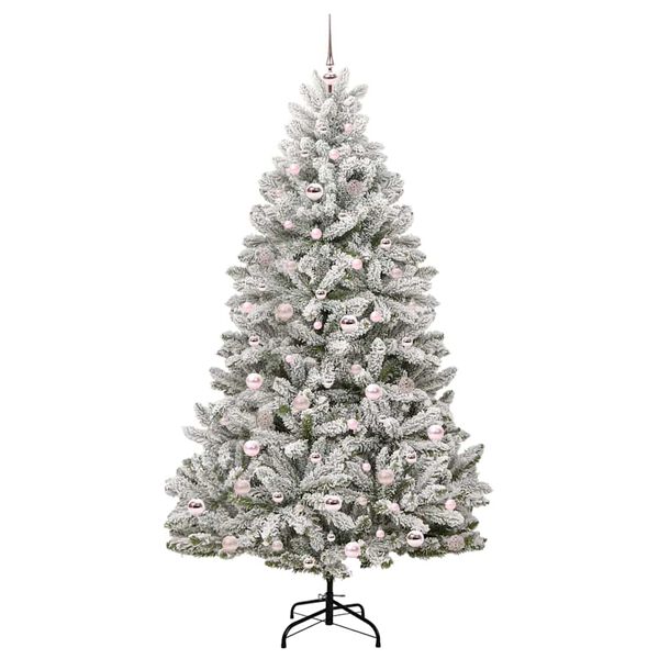 vidaXL Kunstkerstboom met 300 LED Groen en Wit 210 cm PVC en Metaal