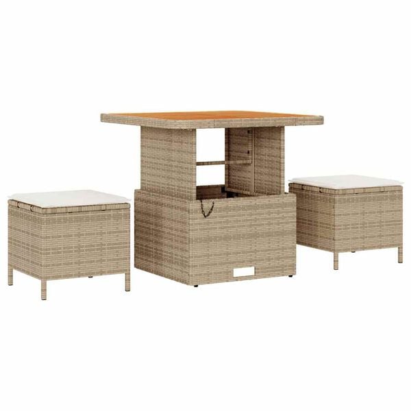vidaXL Tuin Sofa Set met kussen met opslag 9 pcs Beige en Cr&egrave;me